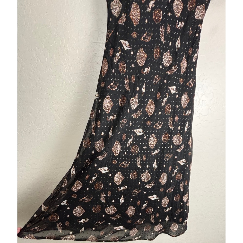Ann Taylor Loft Black Metallic Seashell Seahorse Clip Dot Midi Dress Sz 12 2510 - Picture 3 of 8